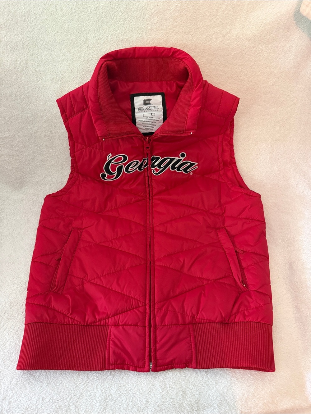 Colosseum Athletics Red Quilted Georgia Vest, Size L